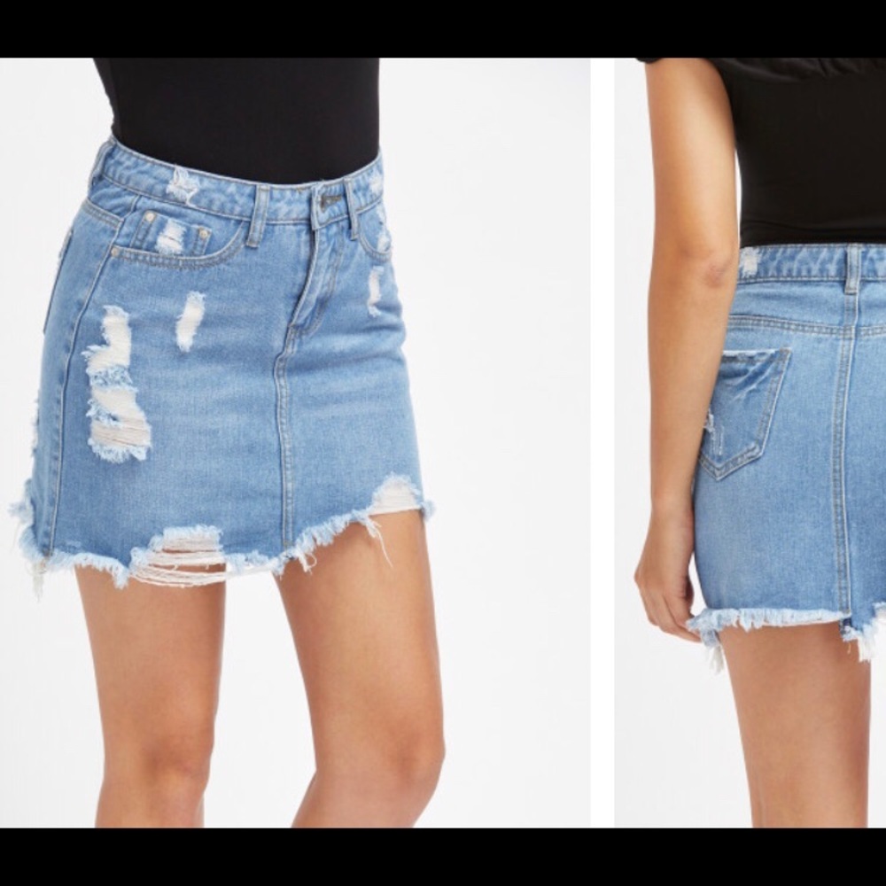 Ripped jean skirt